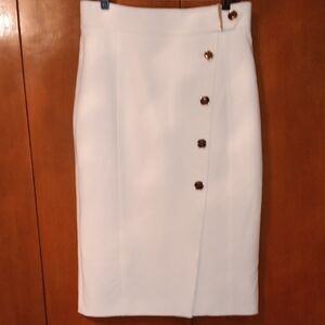 Elegant Cream Side Button-Down Skirt